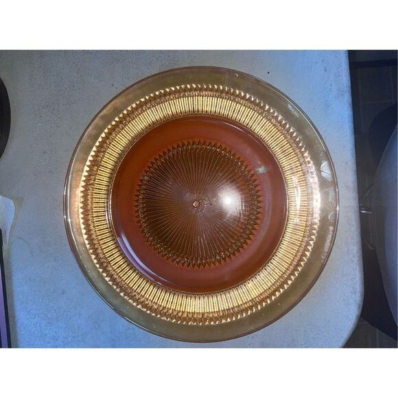 Vintage Jeannette Marigold Sunburst platter 13” flawless cookies burst! - Picture 6 of 16